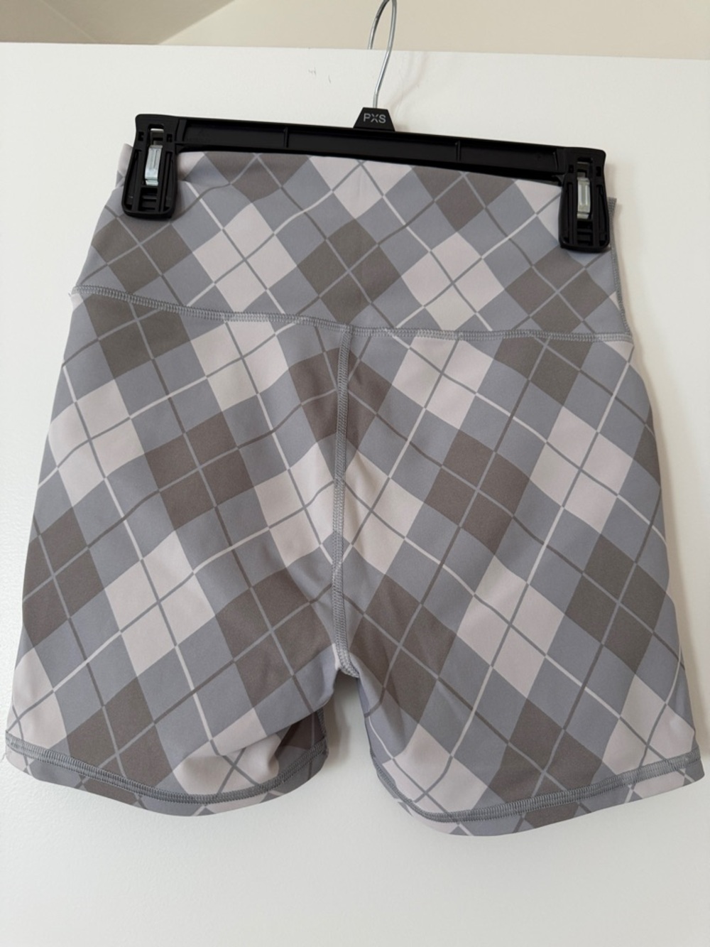 ALO Yoga Gray Argyle High-Rise Bike Shorts Medium - Picture 4 of 4